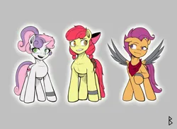 Size: 3000x2200 | Tagged: safe, artist:begoliah, derpibooru import, apple bloom, scootaloo, sweetie belle, earth pony, pegasus, unicorn, comic:crusaders, g4, cutie mark crusaders, female, horn, image, jpeg, older, older apple bloom, older scootaloo, older sweetie belle