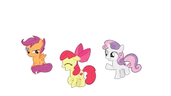 Size: 5500x3094 | Tagged: safe, artist:alicesponycorner, derpibooru import, apple bloom, scootaloo, sweetie belle, earth pony, pegasus, pony, unicorn, g4, adobe, adventure, bow, cutie mark crusaders, female, filly, foal, hair bow, happy, horn, image, png, show accurate, tree, trio, vector