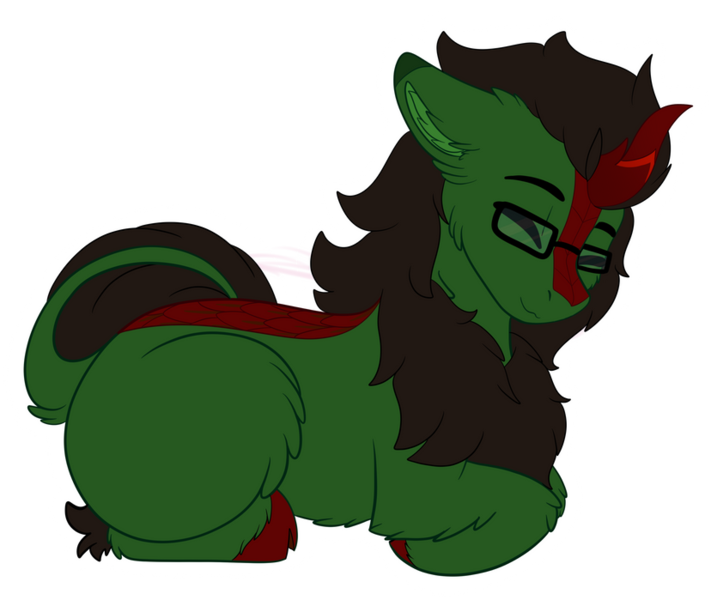 Size: 828x699 | Tagged: safe, artist:decemberbreeze, derpibooru import, oc, oc:leaf whisper, kirin, :3, commission, cute, eyes closed, glasses, image, kirinsona, lying down, png, ponyloaf, ponysona, prone, ych result