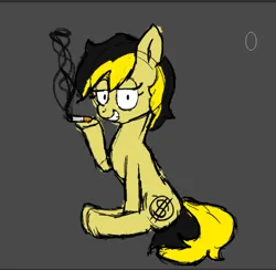 Size: 616x601 | Tagged: safe, artist:dowi, derpibooru import, oc, oc:leslie fair, unofficial characters only, pony, /mlp/, /mlpol/, 4chan, anarcho-capitalism, capitalism, cigarette, cute, female, image, looking at you, mare, png, politics, smiling, smoking