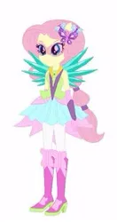 Size: 163x309 | Tagged: safe, derpibooru import, fluttershy, human, equestria girls, g4, alternate clothes, boots, clothes, crystal guardian, crystal wings, female, high heel boots, image, jpeg, ponied up, shoes, simple background, solo, white background, wings