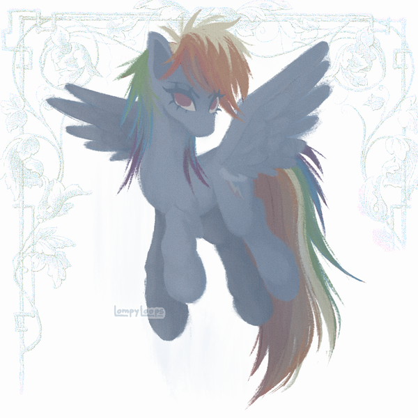 Size: 1500x1500 | Tagged: safe, artist:lompyloops, derpibooru import, part of a set, rainbow dash, pegasus, pony, female, flying, image, looking at you, mare, png, solo