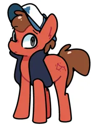 Size: 1148x1564 | Tagged: safe, artist:kindakismet, derpibooru import, ponified, earth pony, pony, cap, clothes, dipper pines, gravity falls, hat, image, jpeg, simple background, solo, white background