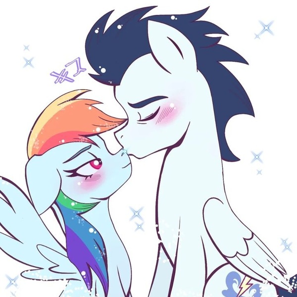 Size: 720x720 | Tagged: artist needed, source needed, safe, derpibooru import, rainbow dash, soarin', pegasus, pony, female, image, jpeg, male, mare, shipping, soarindash, stallion, straight