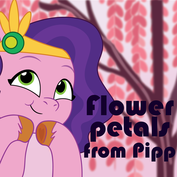 Size: 1500x1500 | Tagged: safe, artist:prixy05, derpibooru import, pipp petals, pegasus, pony, g5, my little pony: tell your tale, album cover, cherry blossoms, female, flower, flower blossom, image, mare, png, solo