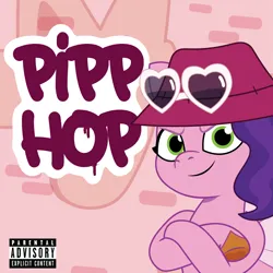 Size: 1500x1500 | Tagged: safe, artist:prixy05, derpibooru import, pipp petals, pegasus, pony, g5, my little pony: tell your tale, album cover, crossed arms, female, hip hop, image, mare, parental advisory, png, solo