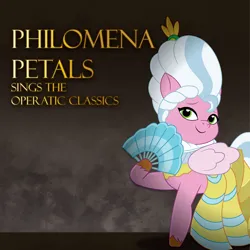 Size: 1500x1500 | Tagged: safe, artist:prixy05, derpibooru import, pipp petals, pegasus, pony, g5, my little pony: tell your tale, album cover, fan, female, image, mare, opera, philomena petals, png, powdered wig, solo