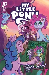 Size: 2063x3131 | Tagged: safe, artist:sophie scruggs, derpibooru import, idw, official, izzy moonbow, violette rainbow, pony, raccoon, unicorn, g5, :p, bracelet, comic cover, cover, cover art, drawing, female, filly, flower, flower in hair, foal, grin, high res, horn, image, jewelry, mare, misty brightdawn, my little pony logo, official comic, open mouth, open smile, outdoors, png, raccoonicorn, rebirth misty, smiling, tongue out, unshorn fetlocks