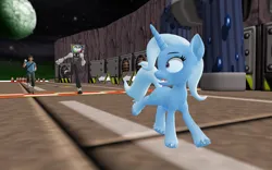 Size: 1920x1200 | Tagged: safe, artist:puzzlshield2, derpibooru import, trixie, pony, unicorn, g4, 3d, crossover, female, hoof fluff, horn, image, mmd, mr. puzzles (smg4), png, running, scout (tf2), shrunken pupils, sonic the hedgehog (series), team fortress 2, trio, trixie's grand adventure