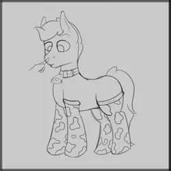 Size: 4096x4096 | Tagged: safe, artist:strange tartlet, derpibooru import, oc, oc:file folder, pony, bell, boop, clothes, cowbell, cowprint, disembodied hand, hand, image, male, png, sketch, socks, solo, solo male