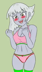 Size: 3098x5290 | Tagged: suggestive, artist:sumin6301 edits, derpibooru import, edit, limestone pie, human, equestria girls, g4, adorasexy, aroused, blushing, bow underwear, breasts, busty limestone pie, cameltoe, cleavage, clothes, cute, eyebrows, eyebrows visible through hair, female, frilly underwear, green background, high res, horny, image, open mouth, panties, pink panties, pink underwear, png, sexy, simple background, socks, solo, solo female, thighs, underwear