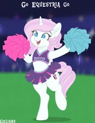 Size: 3161x4096 | Tagged: safe, artist:gelians, ponerpics import, oc, unofficial characters only, pony, cheerleader, female, happy, image, jpeg, mare, open mouth, solo