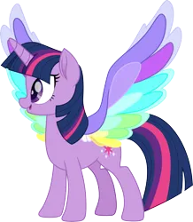 Size: 3000x3434 | Tagged: safe, artist:cloudy glow, derpibooru import, twilight sparkle, twilight sparkle (alicorn), alicorn, g4, colored wings, female, image, multicolored wings, png, rainbow wings, simple background, transparent background, vector, wings