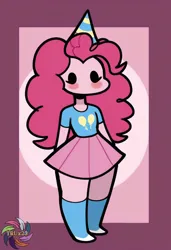 Size: 2496x3648 | Tagged: safe, ai content, derpibooru import, generator:civitai, machine learning generated, prompter:trux23, pinkie pie, human, equestria girls, g4, blushing, cute, dot eyes, female, image, jpeg, no mouth, solo