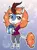 Size: 2249x3073 | Tagged: safe, artist:askbubblelee, derpibooru import, oc, oc:jeanne geld, unofficial characters only, anthro, kirin, unguligrade anthro, anthro oc, chibi, christmas, christmas 2024, clothes, digital art, female, hearth's warming eve, hearth's warming eve 2024, holiday, image, kirin oc, leonine tail, pants, png, present, smiling, solo, sweater, tail