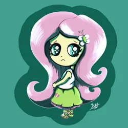 Size: 1000x1000 | Tagged: safe, artist:jearknds, derpibooru import, fluttershy, equestria girls, g4, chibi, image, png, signature, solo