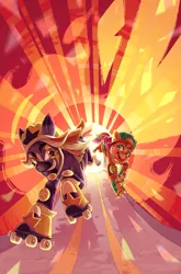 Size: 1686x2560 | Tagged: safe, artist:natalie haines, derpibooru import, idw, official, sunny starscout, earth pony, pony, g5, comic cover, cover, cover art, duo, duo female, female, image, jpeg, kenbucky roller derby #2, mane stripe sunny, mare, my little pony: kenbucky roller derby, official comic, roller skates, skates, tracy tailspin