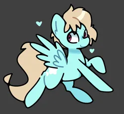 Size: 1650x1510 | Tagged: safe, artist:kindakismet, derpibooru import, oc, oc:cloud gazer, unofficial characters only, pegasus, pony, gray background, heart, image, pegasus oc, png, simple background, smiling, solo, spread wings, wings