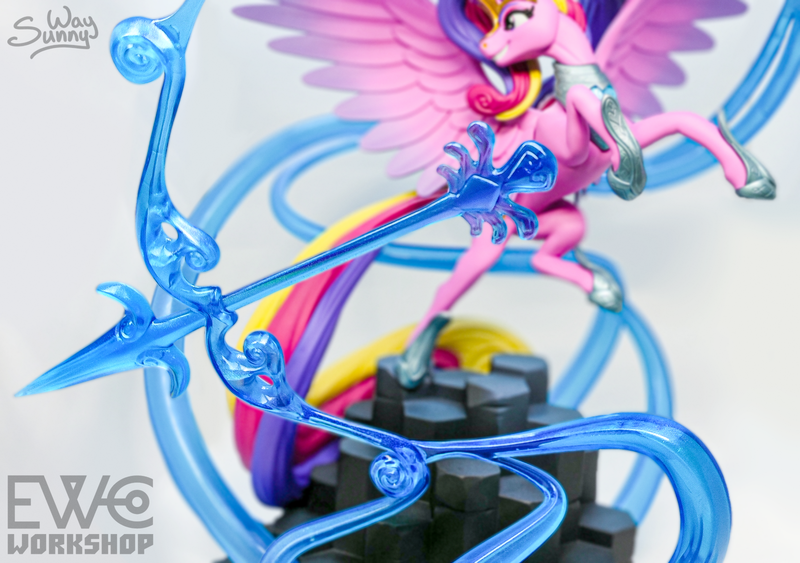 Size: 1600x1126 | Tagged: safe, artist:ewc workshop, artist:sunny way, derpibooru import, princess cadance, alicorn, g4, 3d print, archer, arrow, art, artwork, bow, craft, figurine, handmade, horn, image, irl, magic, my little pony, painting, photo, png, princess, sculpture, smiling, spell, statue, temerity, wings