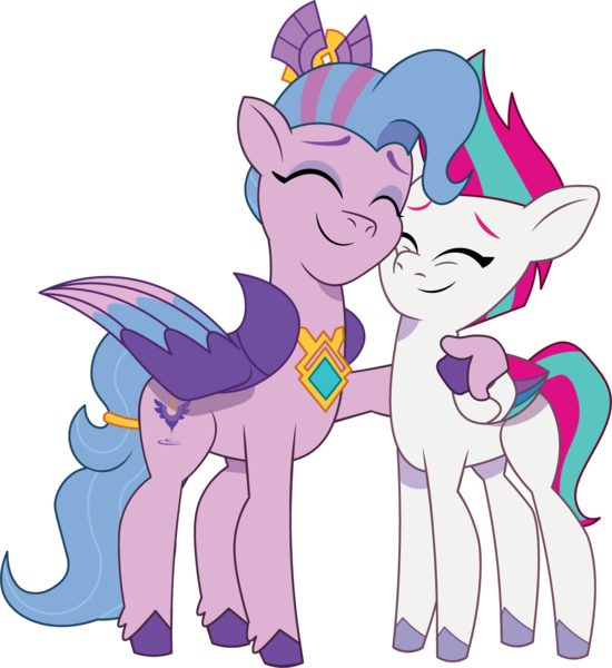 Size: 1233x1344 | Tagged: safe, artist:prixy05, derpibooru import, queen haven, zipp storm, pegasus, pony, g5, my little pony: tell your tale, duo, duo female, eyes closed, female, image, mare, mother and child, mother and daughter, png, simple background, transparent background, vector