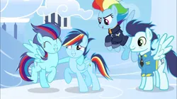 Size: 739x415 | Tagged: safe, derpibooru import, rainbow dash, soarin', pegasus, pony, g4, the last problem, female, image, jpeg, male, mare, my little pony, offspring, older, older rainbow dash, older soarindash, parent:rainbow dash, parent:soarin', parents:soarindash, shipping, soarindash, stallion, straight