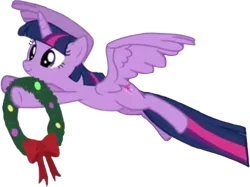 Size: 3363x2520 | Tagged: safe, derpibooru import, edit, edited screencap, editor:mrtoonlover83, screencap, twilight sparkle, twilight sparkle (alicorn), alicorn, g4, background removed, female, hearth's warming, holiday, image, not a vector, png, wreath