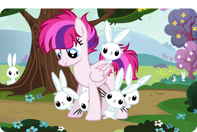 Size: 936x629 | Tagged: safe, artist:tkn297, derpibooru import, oc, oc:pink gidgit, pegasus, pony, rabbit, animal, female, image, mare, png, solo, tree