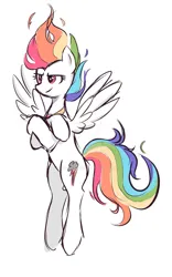 Size: 828x1325 | Tagged: safe, artist:dd-mlp, derpibooru import, rainbow dash, pegasus, pony, crossed hooves, image, jpeg, simple background, solo, super rainbow dash, white background