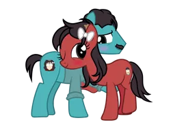 Size: 5500x4158 | Tagged: safe, artist:alicesponycorner, derpibooru import, oc, ponified, earth pony, pony, g4, blushing, couple, duo, hug, image, png, ponysona, randy marsh, ship:norandy, shipping, show accurate, simple background, south park, transformation