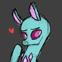 Size: 516x523 | Tagged: safe, artist:dowi, derpibooru import, spiracle, changeling, changeling queen, g4, blushing, cute, female, gameloft, gray background, heart, image, looking at you, milf, my little pony, pink eyes, png, simple background, smiling, solo, solo female