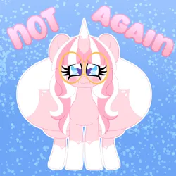 Size: 2000x2000 | Tagged: suggestive, artist:ladylullabystar, derpibooru import, oc, oc:lady lullaby star, unofficial characters only, unicorn, butt, embarrassed, glasses, horn, huge butt, image, impossibly large butt, large butt, pink fur, pink hair, png, simple background, unicorn oc