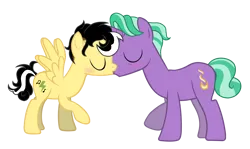 Size: 6301x3745 | Tagged: safe, artist:alicesponycorner, derpibooru import, firelight, oc, oc:alice azalea, pegasus, pony, unicorn, g4, adobe, age difference, blushing, canon x oc, couple, duo, duo male and female, eyes closed, female, horn, image, kiss on the lips, kissing, male, png, raised hoof, romantic, ship:filice, shipping, show accurate, simple background, spread wings, straight, transparent background, wings