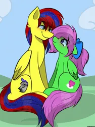 Size: 1536x2048 | Tagged: safe, artist:doodle-hooves, ponerpics import, oc, oc:zippy sparkz, pony, duo, female, image, jpeg, looking at each other, male, mare, stallion