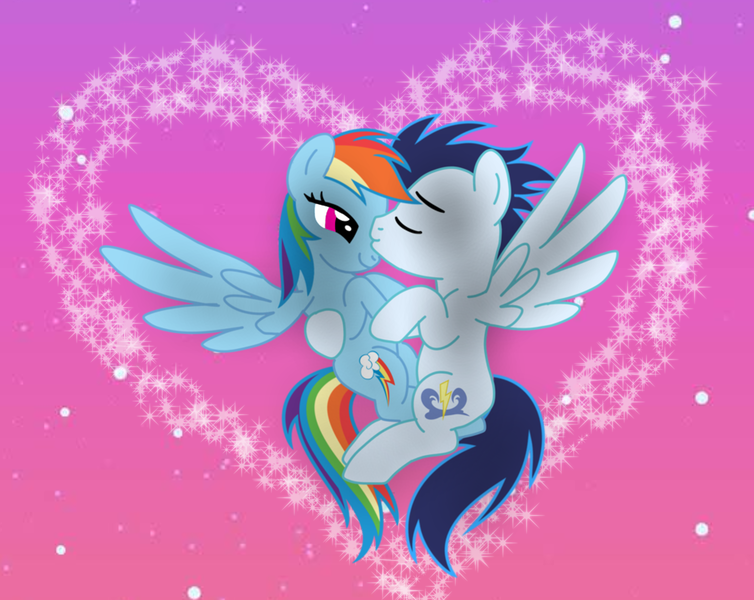 Size: 2799x2227 | Tagged: safe, artist:soarindasher10, derpibooru import, rainbow dash, soarin', pegasus, pony, female, image, kissing, male, mare, png, shipping, soarindash, stallion, straight