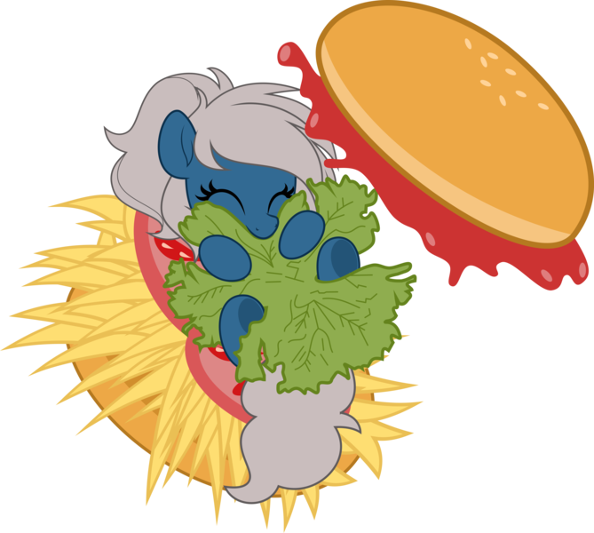 Size: 5571x5000 | Tagged: safe, artist:jhayarr23, ponerpics import, oc, unofficial characters only, pony, burger, eyes closed, female, food, image, lying down, mare, png, simple background, solo, transparent background, vector