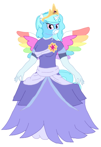 Size: 1280x1858 | Tagged: safe, artist:mlp-headstrong, derpibooru import, oc, oc:jemimasparkle, unofficial characters only, alicorn, anthro, pony, breasts, busty oc, clothes, colored wings, coronation dress, crown, curtsey, cute, dress, evening gloves, female, gloves, gown, image, jewelry, long gloves, mare, multicolored wings, ocbetes, png, rainbow wings, regalia, smiling, wings