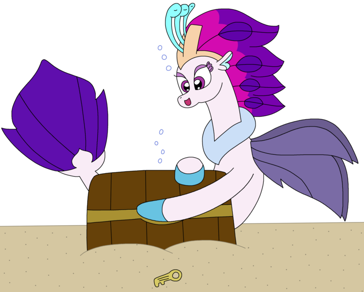 Size: 2844x2281 | Tagged: safe, artist:supahdonarudo, derpibooru import, queen novo, seapony (g4), g4, my little pony: the movie, bubble, image, key, png, redraw, sand, simple background, transparent background, treasure chest