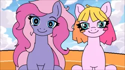 Size: 1280x720 | Tagged: safe, artist:tamers12345, derpibooru import, starsong, earth pony, pegasus, g3, g4, eye clipping through hair, image, my little pony: starsong and toola roola come to visit, png, toola-roola