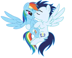 Size: 746x600 | Tagged: safe, artist:soarindasher10, derpibooru import, rainbow dash, soarin', pegasus, pony, female, image, kissing, male, mare, png, shipping, simple background, soarindash, stallion, straight, transparent background