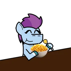 Size: 1280x1280 | Tagged: safe, artist:josephthedumbimpostor, derpibooru import, pegasus, pony, g5, adorazoom, cheese, cute, female, food, happy, image, macaroni, macaroni and cheese, mare, pasta, png, simple background, white background, zoom zephyrwing