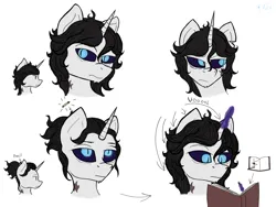 Size: 4000x3000 | Tagged: safe, artist:anix_space, derpibooru import, oc, oc:anix, unofficial characters only, pony, unicorn, book, bust, drawing, horn, image, male, png, portrait, scar, simple background, sketch, solo, solo male, white background