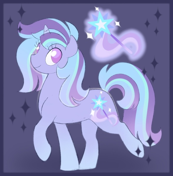 Size: 1096x1120 | Tagged: safe, artist:sparjechkaa, derpibooru import, oc, pony, unicorn, g4, adoptable, cutie mark, fused, fusion, fusion:starlight glimmer, fusion:trixie, horn, image, jpeg, looking back, solo