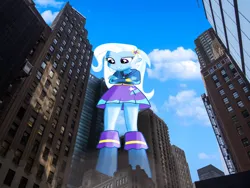 Size: 1024x768 | Tagged: safe, derpibooru import, trixie, human, equestria girls, g4, boots, city, clothes, female, giant human, giantess, high heel boots, hoodie, image, jpeg, macro, shirt, shoes, simple background, skirt, solo, tower, transparent background