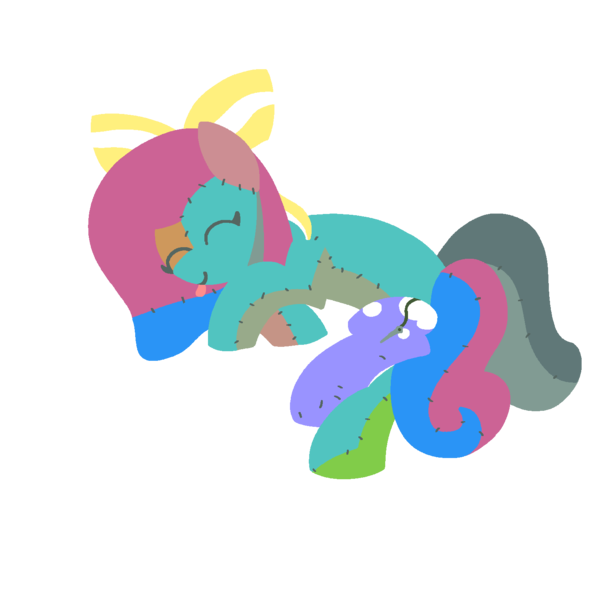 Size: 1500x1500 | Tagged: safe, artist:anonymous, oc, oc:silly stuffing, original species, plush pony, pony, bow, female, filly, hair bow, image, mane bow, plushie, png, ragdoll, seams, simple background, sleeping, solo, transparent background