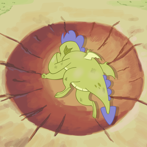 Size: 500x500 | Tagged: safe, artist:queencold, derpibooru import, dragon, g4, crater, image, lying down, male, png, sludge (g4), solo, yamcha's death pose