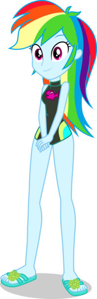 Size: 1356x4156 | Tagged: safe, alternate version, artist:dustinwatsongkx, derpibooru import, edit, rainbow dash, human, equestria girls, g4, accessory swap, clothes, clothes swap, feet, female, fluttershy's one-piece swimsuit, fluttershy's swimsuit, fluttershy's wetsuit, image, my little pony equestria girls: better together, one-piece swimsuit, png, sandals, simple background, solo, swimsuit, swimsuit edit, swimsuit swap, transparent background, vector, wetsuit