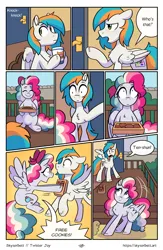 Size: 1522x2339 | Tagged: safe, artist:skysorbett, derpibooru import, oc, oc:sky sorbet, oc:twister joy, unofficial characters only, pegasus, pony, comic:breaking free #2, comic, female, image, male, mare, outdoors, png, stallion