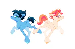 Size: 2283x1494 | Tagged: safe, artist:kraytt-05, derpibooru import, oc, oc:cloud, oc:sun, unofficial characters only, pegasus, pony, duo, image, jpeg, next generation, siblings, simple background, twins, white background