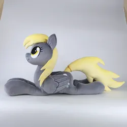 Size: 1000x1000 | Tagged: safe, artist:larsen toys, derpibooru import, derpy hooves, original species, pegasus, plush pony, pony, g4, advertisement, craft, female, for sale, image, jpeg, mare, monochrome, photo, plush derpy, plushie, solo