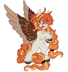 Size: 1162x1236 | Tagged: safe, artist:kazmuun, derpibooru import, oc, oc:prismatic wildfire, pegasus, pony, colored wings, female, image, mare, png, simple background, solo, transparent background, two toned wings, wings